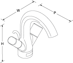 Oblo 2-handle monobloc basin mixer includes pop-up waste Line Drawing