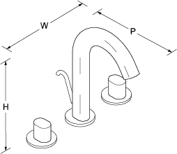 Oblo 2-handle 3-hole basin mixer includes pop-up waste Line Drawing