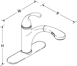 Forte Pull-out tap Line Drawing