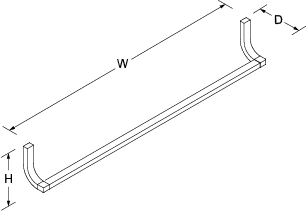Loure 629mm towel rail Line Drawing