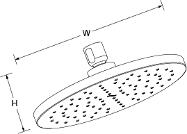 Katalyst Contemporary round rainhead 10in diameter Line Drawing