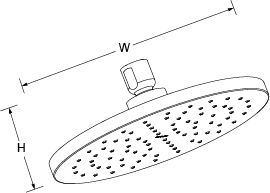 Katalyst Contemporary round rainhead 14in diameter Line Drawing
