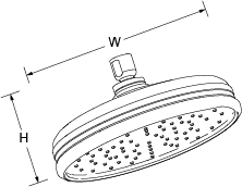 Katalyst Traditional round rainhead 8in diameter Line Drawing