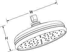 Katalyst Traditional round rainhead 10in diameter Line Drawing
