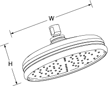 Katalyst Traditional round rainhead 12in diameter Line Drawing