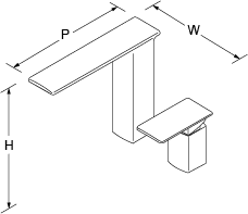 Stance 2-hole single-lever deck-mount bath filler Line Drawing