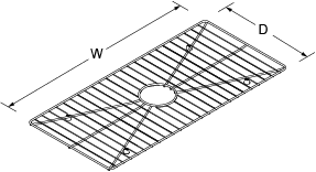 Bottom basin rack for Poise 3387 Line Drawing