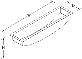 Icerock Under-mount trough Medium no tap hole Line Drawing