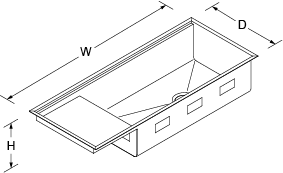 Stages Under-mount 1143mm with accessories no tap hole Line Drawing