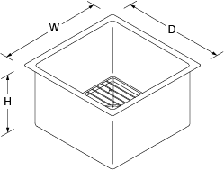 Strive Under-mount 381mm no tap hole Line Drawing