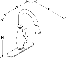 Cruette Pull-down tap Line Drawing