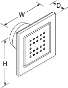 Square 22-nozzle bodyspray Line Drawing
