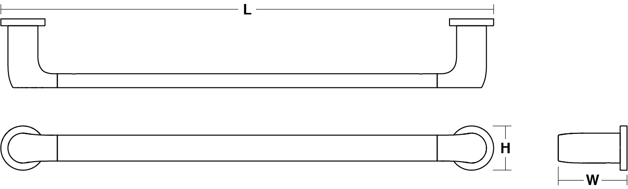 Avid Composed 457mm towel rail Line Drawing