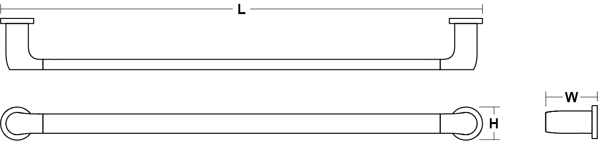 Avid Composed 610mm towel rail Line Drawing