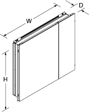 Verdera 860mm mirrored cabinet Line Drawing