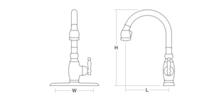 Vinnata Pull-down tap Line Drawing