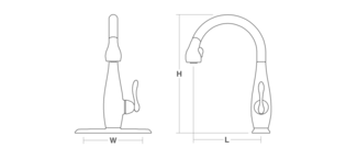 Clairette Pull-down tap Line Drawing