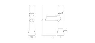 Toobi Single-lever monobloc basin mixer includes pop-up waste Line Drawing