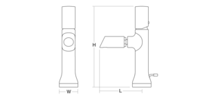 Toobi Single-lever monobloc bidet mixer Line Drawing