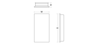 Verdera 380mm mirrored cabinet Line Drawing