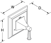 Memoirs Stately 3-way transfer valve lever handle Line Drawing