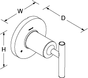 Purist 3-way transfer valve lever handle Line Drawing