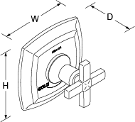 Margaux Thermostatic valve without shut-off valve cross handle Line Drawing