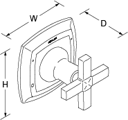 Margaux Flow control valve cross handle Line Drawing