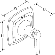 Margaux Flow control valve lever handle Line Drawing